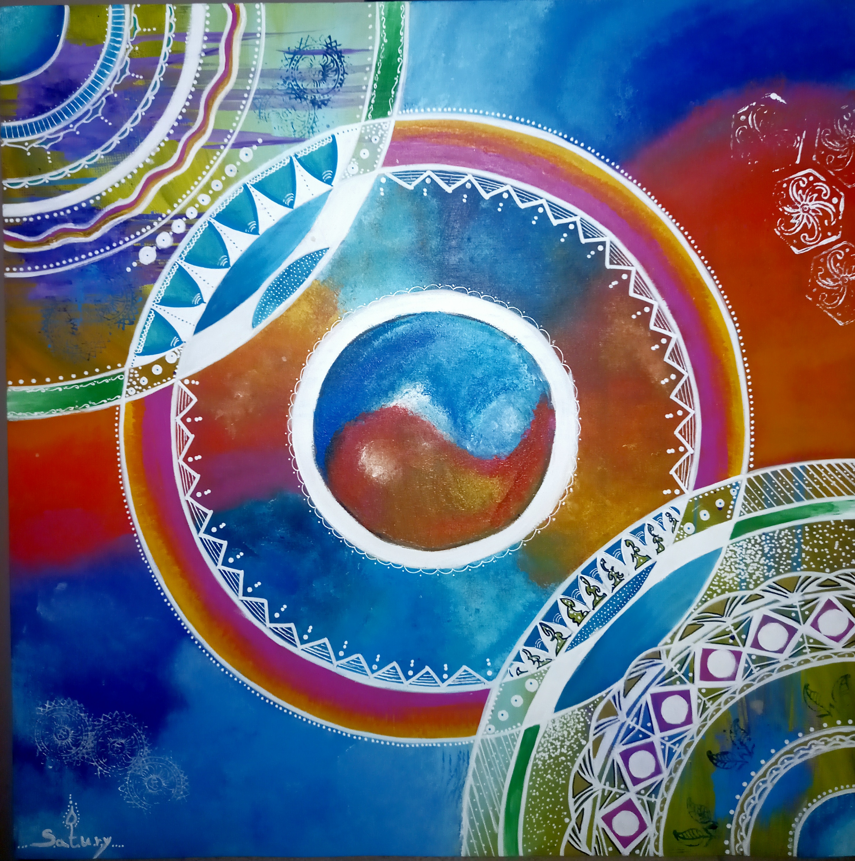 מנלדה כחולה אדומה עם 2 מיני מנדלות