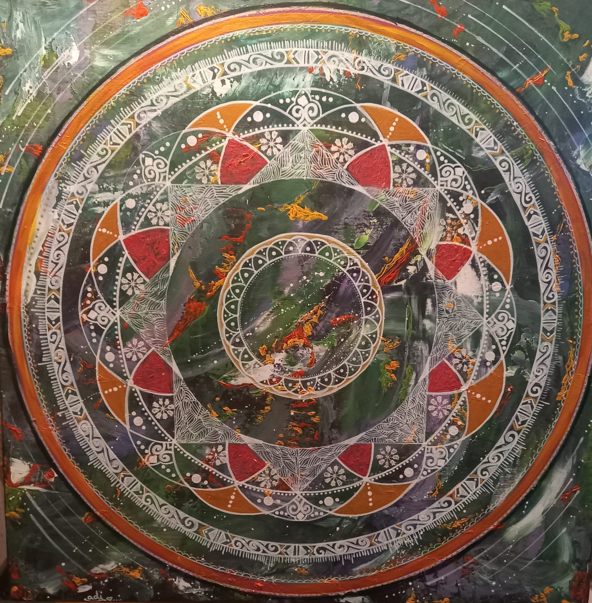 מנדלה כתומה ירוקה